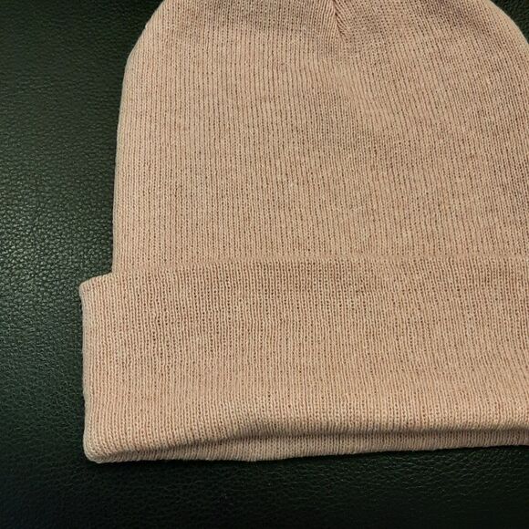 Warming Hat Pink One Size Wool Blend Knit Beanie with Faux Fur Pom Pom - Picture 2 of 6